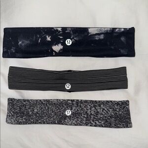 Lululemon Headband Set - Black, Gray, and Striped